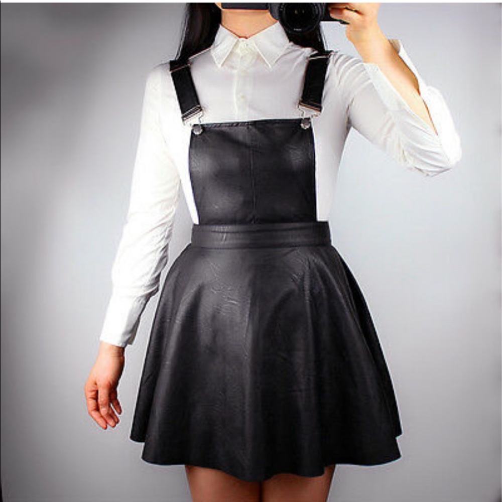 Black Overall (faux) Leather Dress